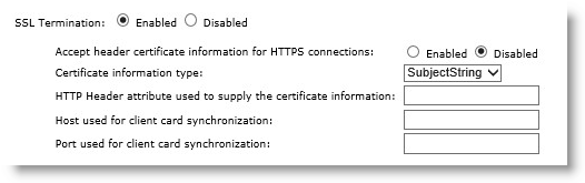 SSL Termination option set to Enabled with additional fields and options to be set